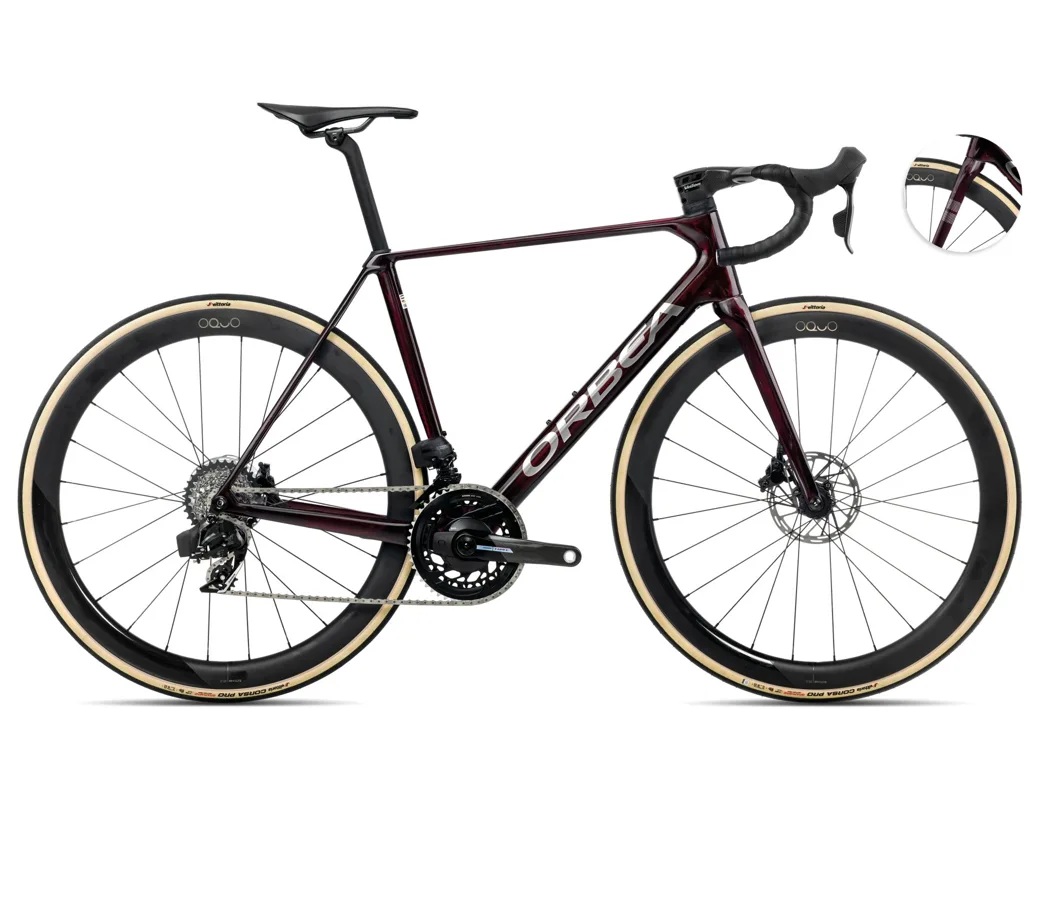 Orbea Orca M21e LTD PWR — Wine Red Carbon View-Titanium (Gloss), maat 51 cm